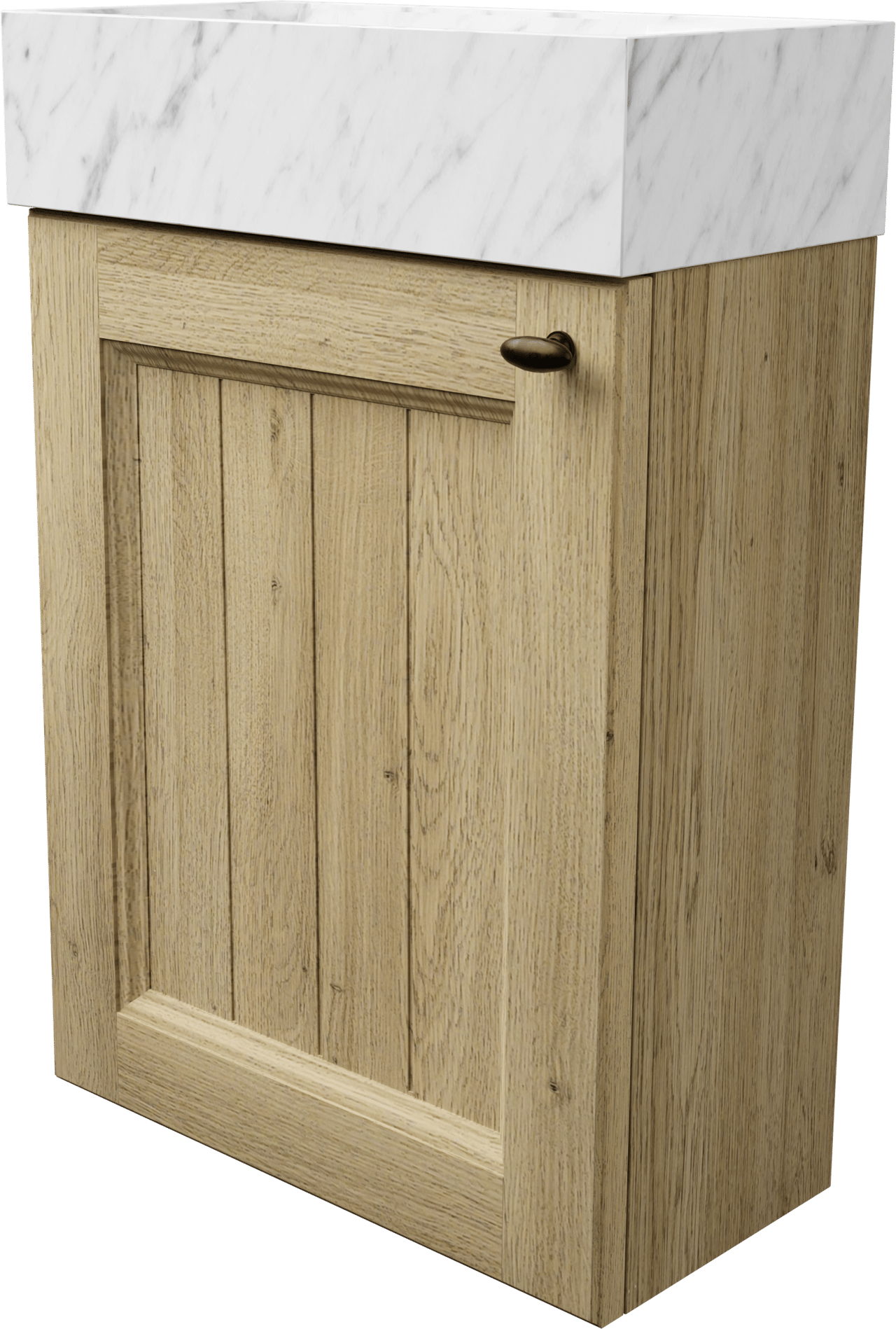 Balmani Lemon zwevend toiletmeubel 42 x 21 cm verweerde eik met Dama wastafel in Carrara marmer