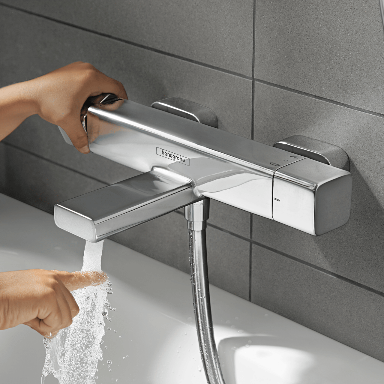 Hansgrohe Ecostat E Coolcontact Thermostat-Badewannenarmatur: Chrom Glänzend