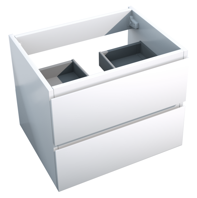 Storke Delta zwevende wastafelonderkast 60 x 48 cm hoogglans wit 2 lades