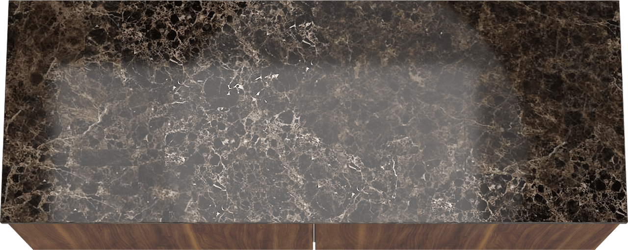 Balmani Sfera hängendes Möbelstück Set: 150 x 55 cm, Amerikanischer Nussbaum, mit Stretto Einzel- oder Doppel Waschtischplatte, Marmor Dark Emperador