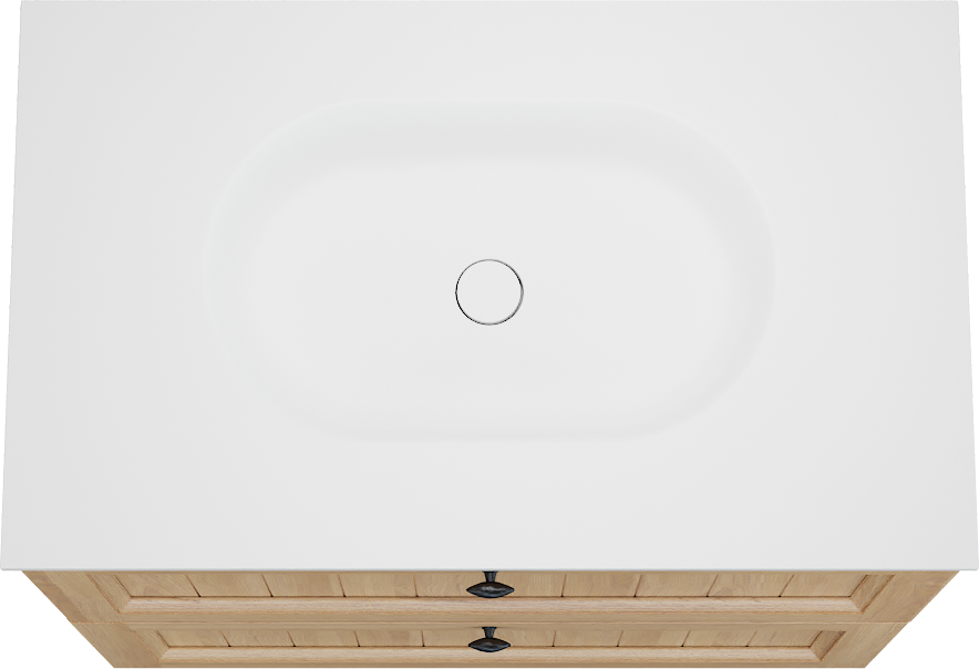 Balmani Lemon staand badkamermeubel 90 x 55 cm, fineer natuur eik met Tablo Oval enkele wastafel in mat wit