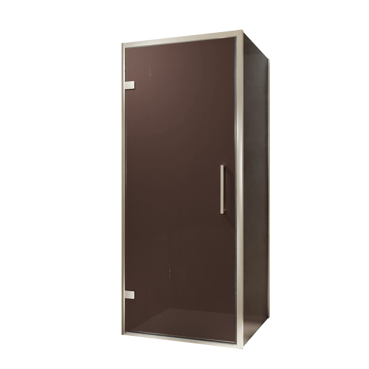 Balmani Senses Design douche en coin avec porte pivotante à gauche et paroi latérale fixe, 90 x 100 cm, Bronze, Profil Brushed CoolMetal, coating inclus, coating inclus