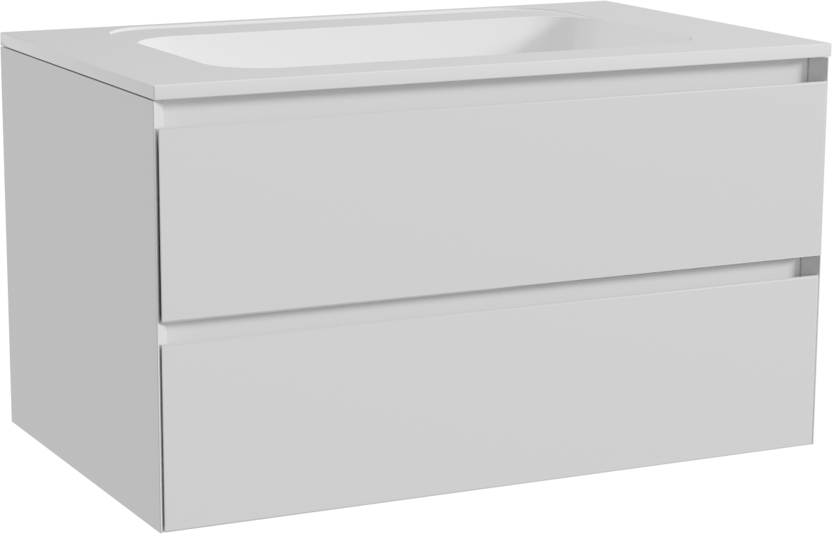 Balmani Mitra meuble salle de bains suspendu 90 x 55 cm blanc mat avec Tablo Strada plan simple en marbre composite blanc brillant