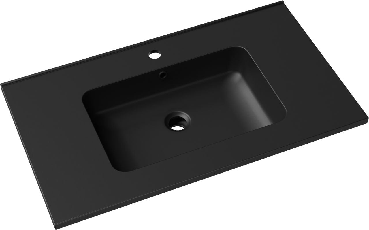 Linie Vano enkele wastafel Mat Zwarte composietmarmer 80 x 46 cm