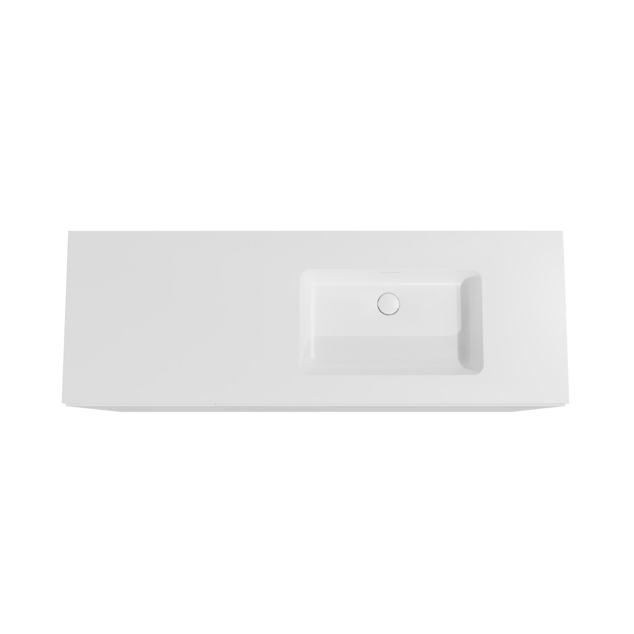 Storke Edge meuble salle de bains à poser 150 x 52 cm blanc mat avec Mata plan vasque asymétrique à droite en solid surface blanc mat