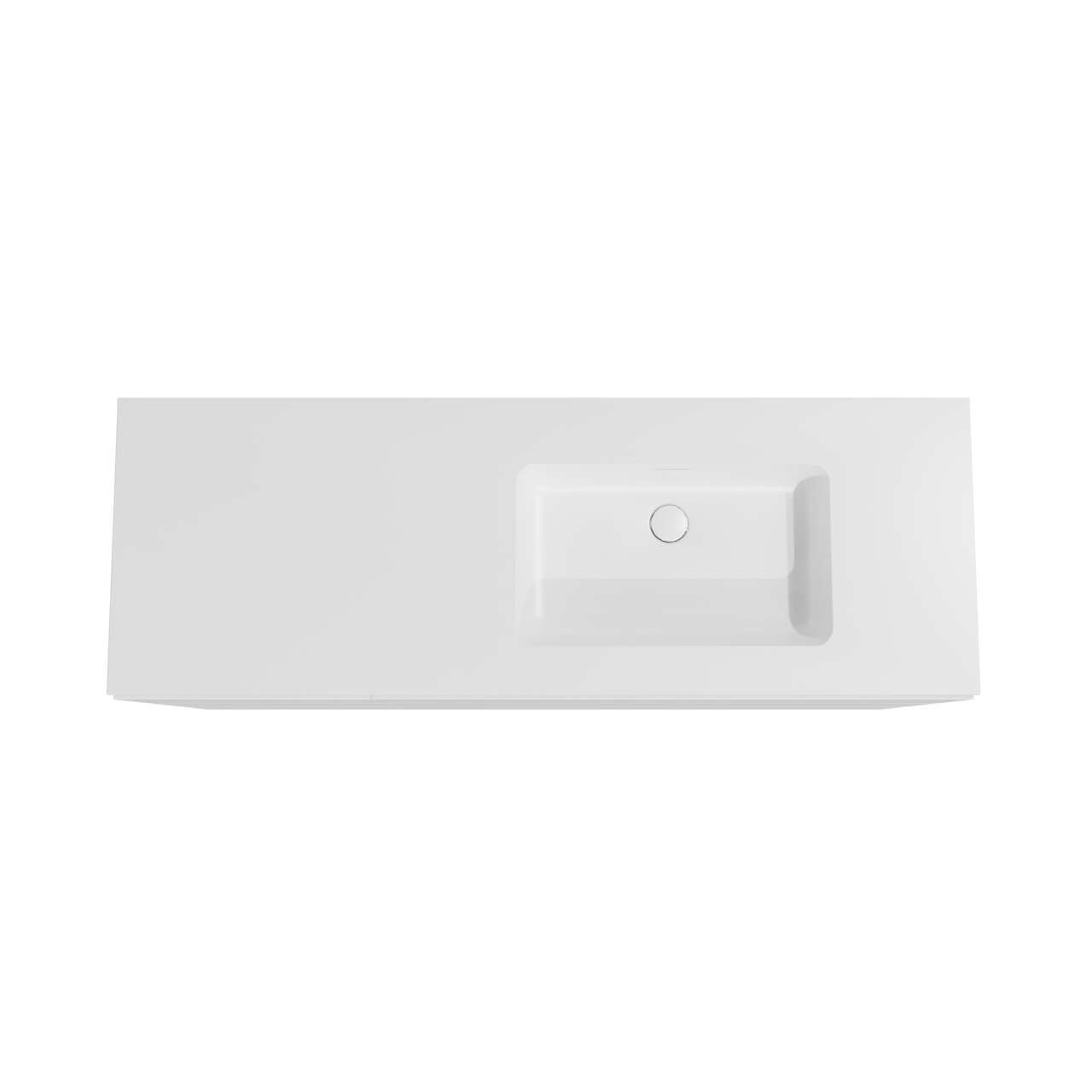 Storke Edge meuble salle de bains à poser 150 x 52 cm blanc mat avec Mata plan vasque asymétrique à droite en solid surface blanc mat