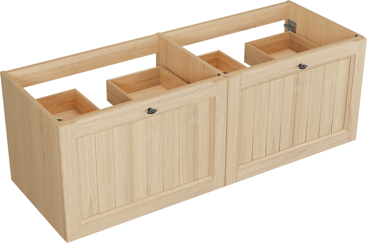 Balmani Lemon hängender Waschbeckenunterschrank: 150 x 55 cm, Naturbelassene Eiche Furnier, 4 Schubladen