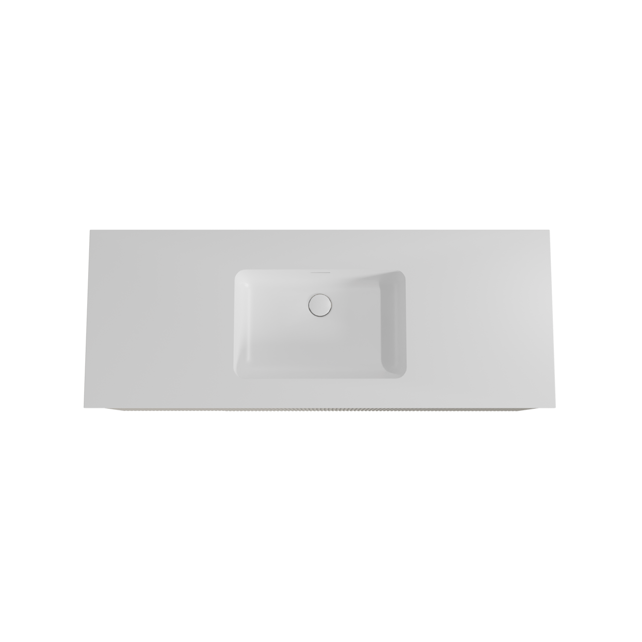 Storke Ribs hängendes Möbelstück Set: 135 x 52 cm, Seidengrau, mit Mata Einzelwaschtisch, Solid Surface, Weiß matt, Vertikale symmetrische gerade Rippe