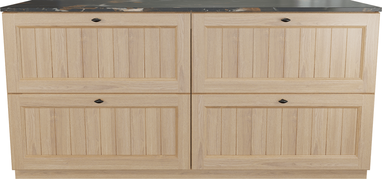 Balmani Lemon staand badkamermeubel 180 x 55 cm, fineer natuur eik met Stretto enkel of dubbel tablet in portoro gold