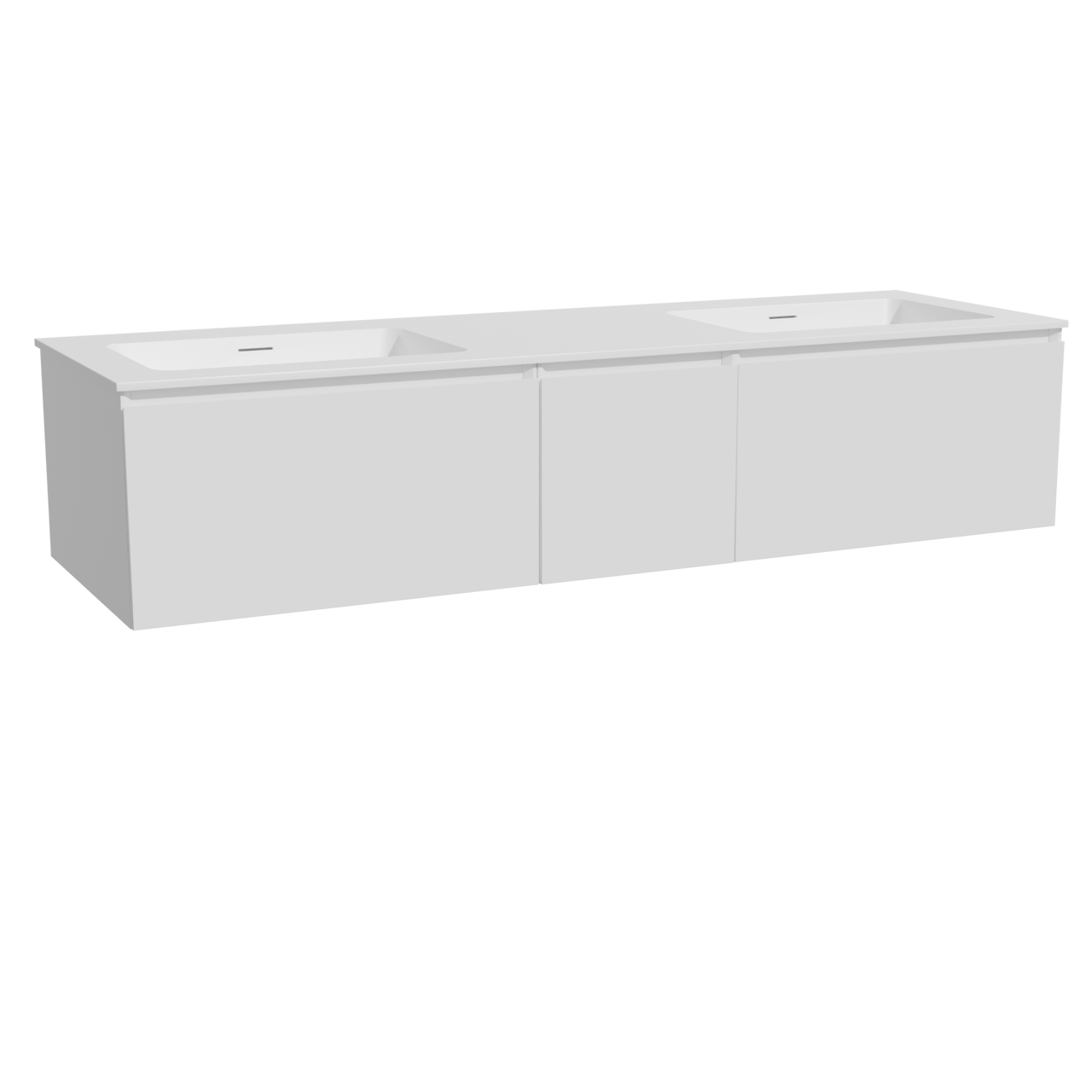 Storke Edge hängendes Möbelstück Set: 165 x 52 cm, Weiß glänzend, mit Mata Doppelwaschtisch, Solid Surface Weiß matt