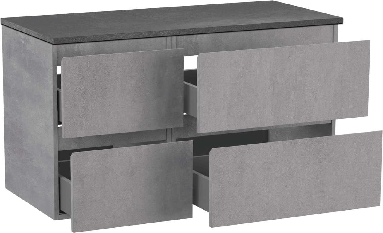 Linie Lado hängendes Möbelstück Set: 100 x 46 cm, Beton dunkelgrau, mit Lado Einzel- oder Doppel Waschtischplatte, Melamin Schiefergrau