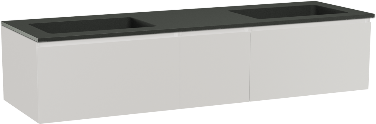 Storke Edge meuble salle de bains suspendu 165 x 52 cm blanc mat avec Scuro double vasque en quartz noir mat