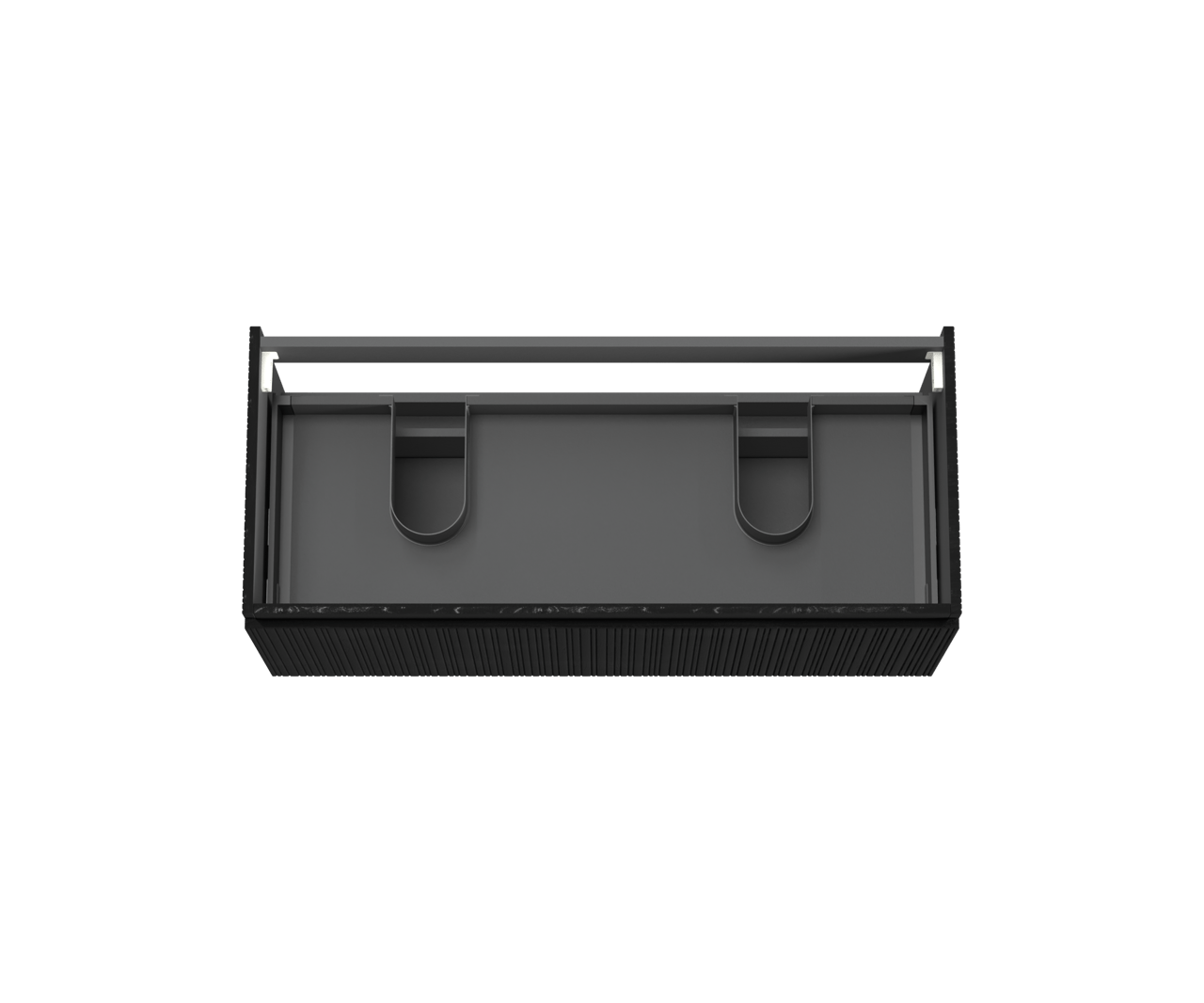 Storke Ribs meuble sous-vasque suspendu 120 x 52 cm chêne noir 2 tiroirs