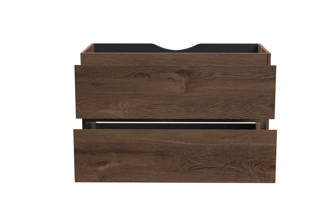 Linie Lado hängender Waschbeckenunterschrank: 90 x 46 cm, braune Eiche, 2 Schubladen