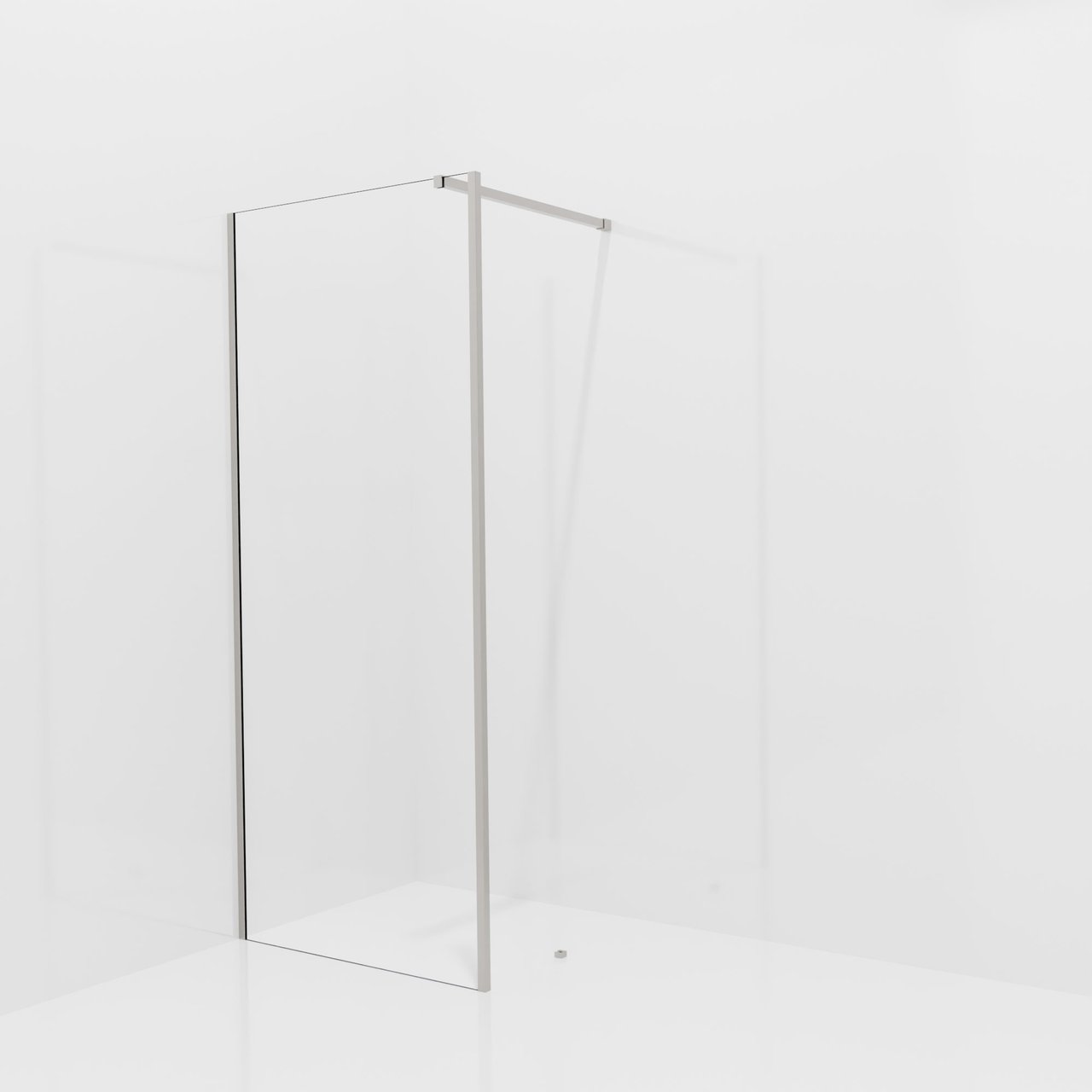 Balmani Modular inloopdouche met vaste zijwand: 90 x 200 cm, Helder glas met coating, Brushed Inox profielen