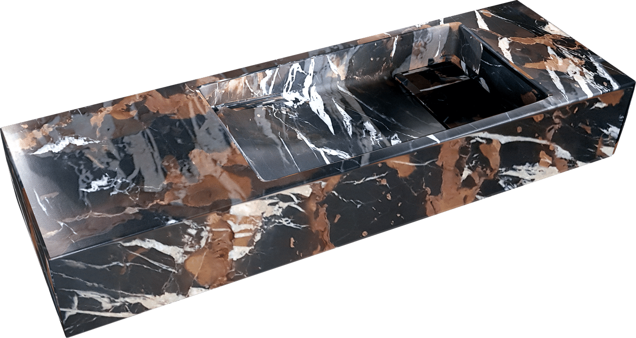 Balmani Mood Handwaschbecken: Portoro Gold Marmor, 65 x 20 cm