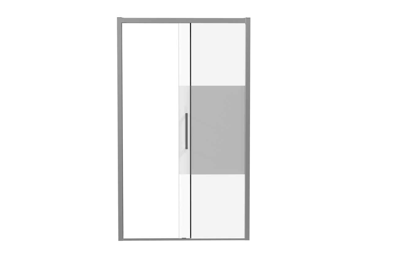 Luca Varess Senses rechtse douche schuifdeur 120 x 200 cm helder glas met matte strook glanzend chroom profiel