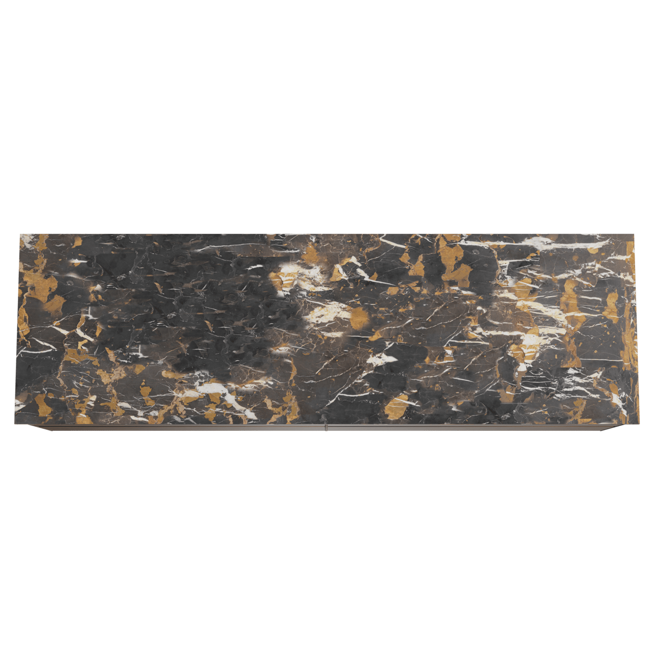 Balmani Mitra hängendes Möbelstück Set: 180 x 55 cm, Amerikanischer Nussbaum, mit Stretto Einzel- oder Doppel Waschtischplatte, Marmor Portoro Gold