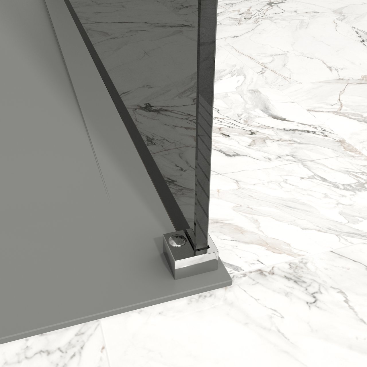 Balmani Modular inloopdouche 120 x 200 cm rookglas met matte strook glanzend chroom profiel