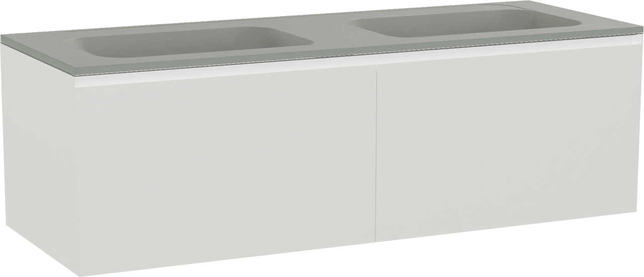 Balmani Idra meuble salle de bains suspendu 150 x 55 cm blanc mat avec Tablo Strada double vasque en marbre composite soie grise