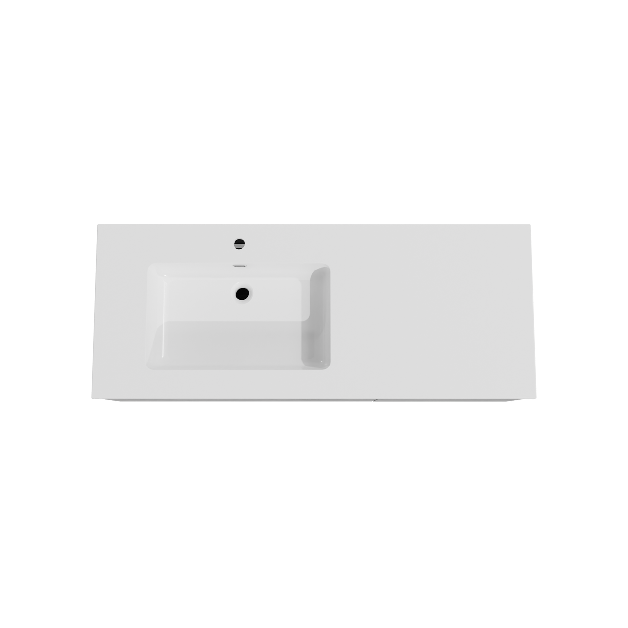 Storke Edge hängendes Möbelstück Set: 130 x 52 cm, Beton dunkelgrau, mit Diva Waschtisch links, Marmorkomposit Weiß glänzend