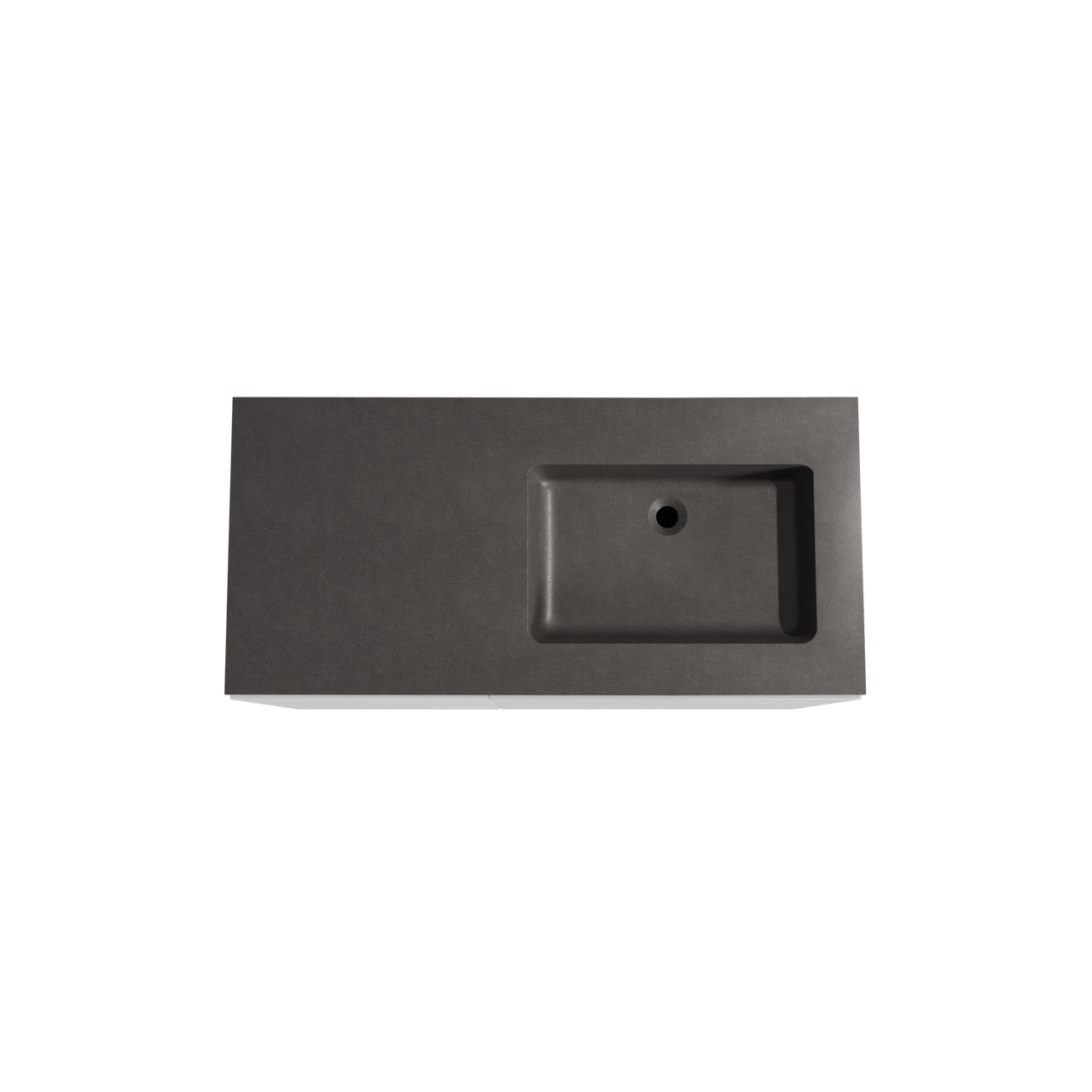 Storke Edge meuble salle de bains à poser 110 x 52 cm blanc mat avec Scuro plan vasque asymétrique à droite en quartz noir mat