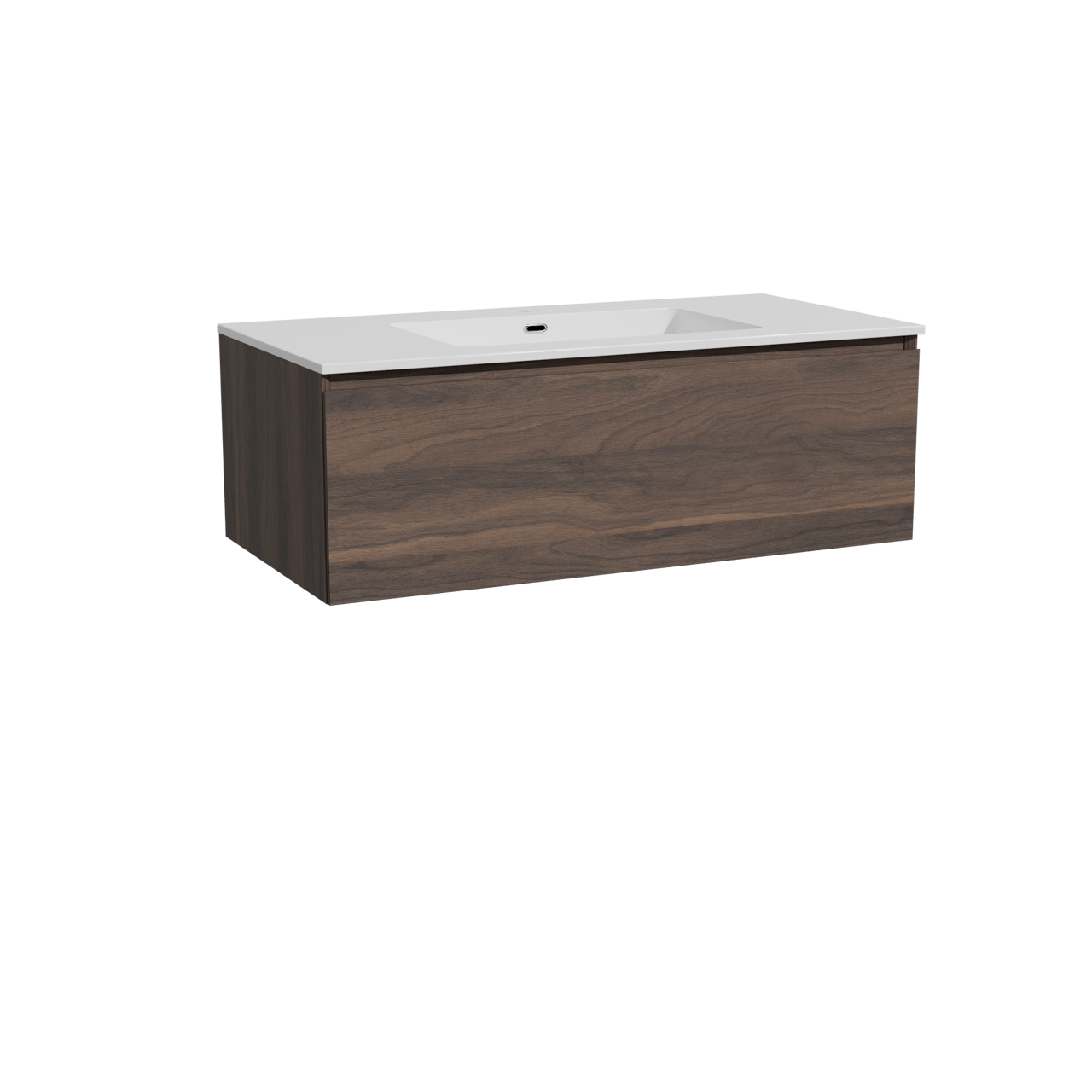 Storke Edge meuble salle de bains suspendu 105 x 52 cm noyer avec Diva plan simple en marbre composite blanc brillant