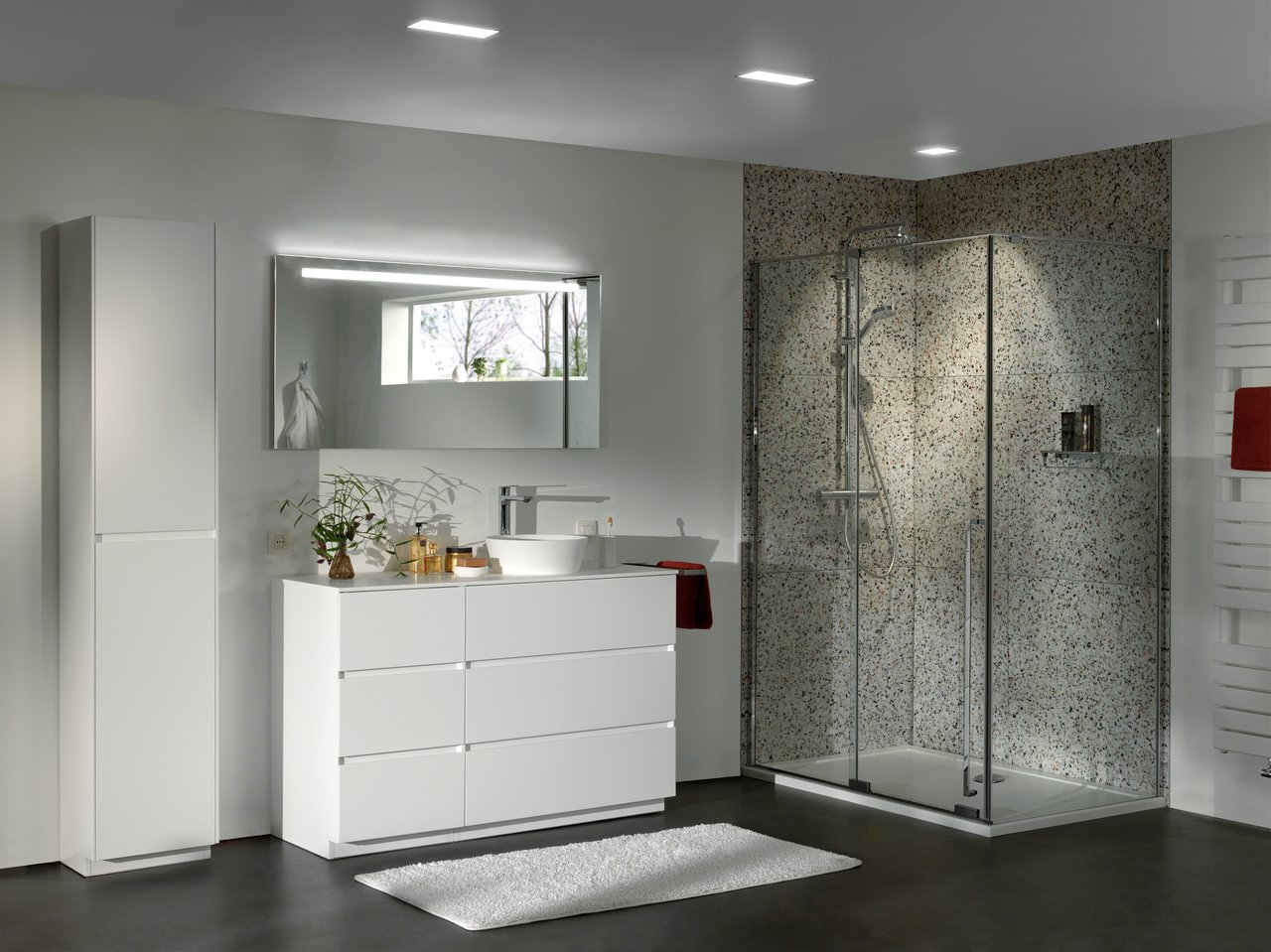 Luca Varess Stilus paroi de douche avec porte coulissante et paroi latérale fixe 120 x 90 cm verre transparent profil chrome brillant