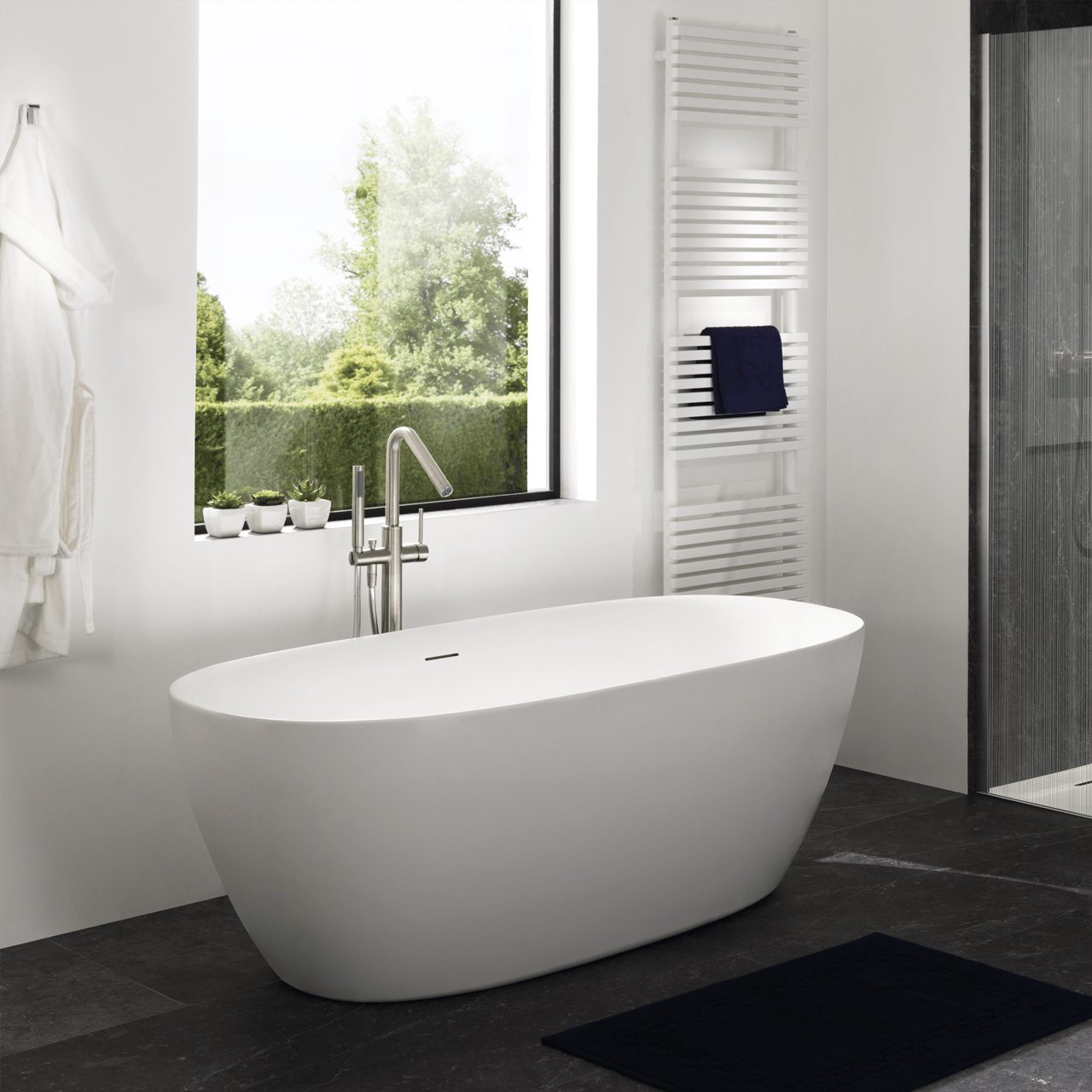 Luca Varess Marcia baignoire îlot ovale 170 x 80 cm acrylique Blanc Brillant