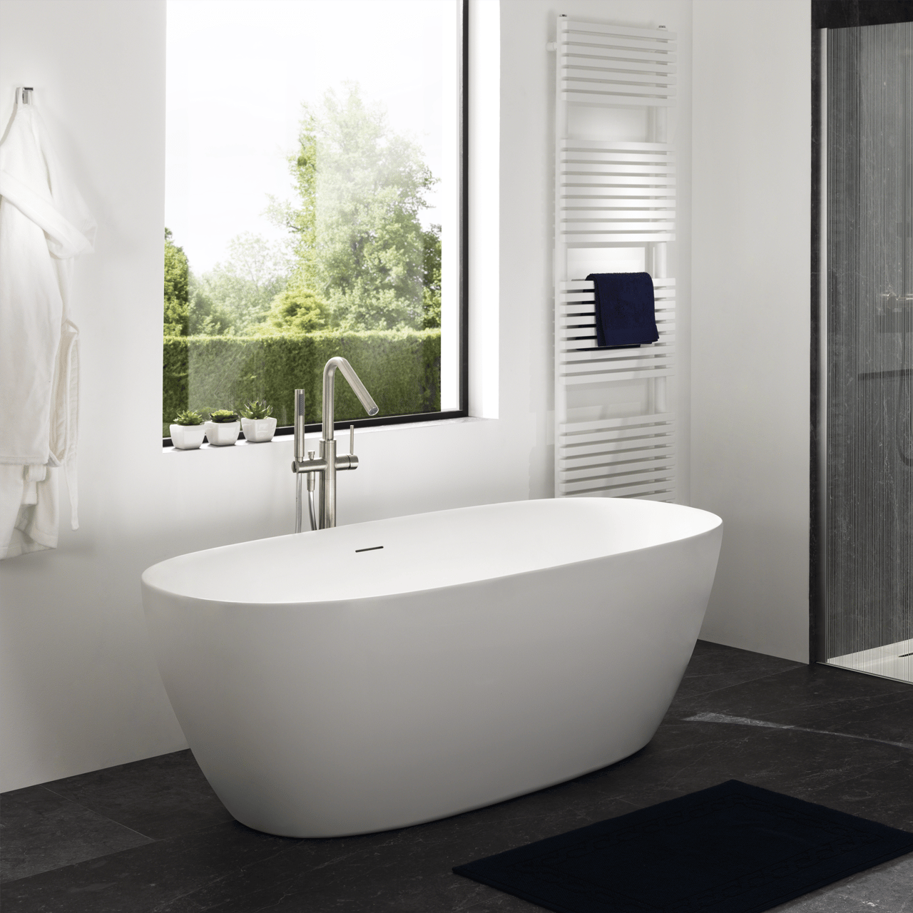 Luca Varess Marcia baignoire îlot ovale 170 x 80 cm acrylique Blanc Brillant