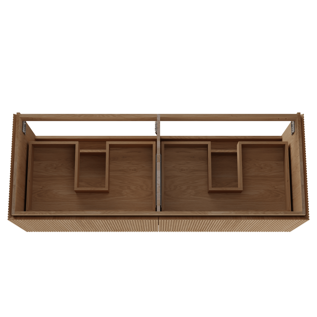 Balmani Eclips meuble sous-lavabo suspendu 150 x 55 cm Chêne naturelle 4 tiroirs Nervure sym. vert.