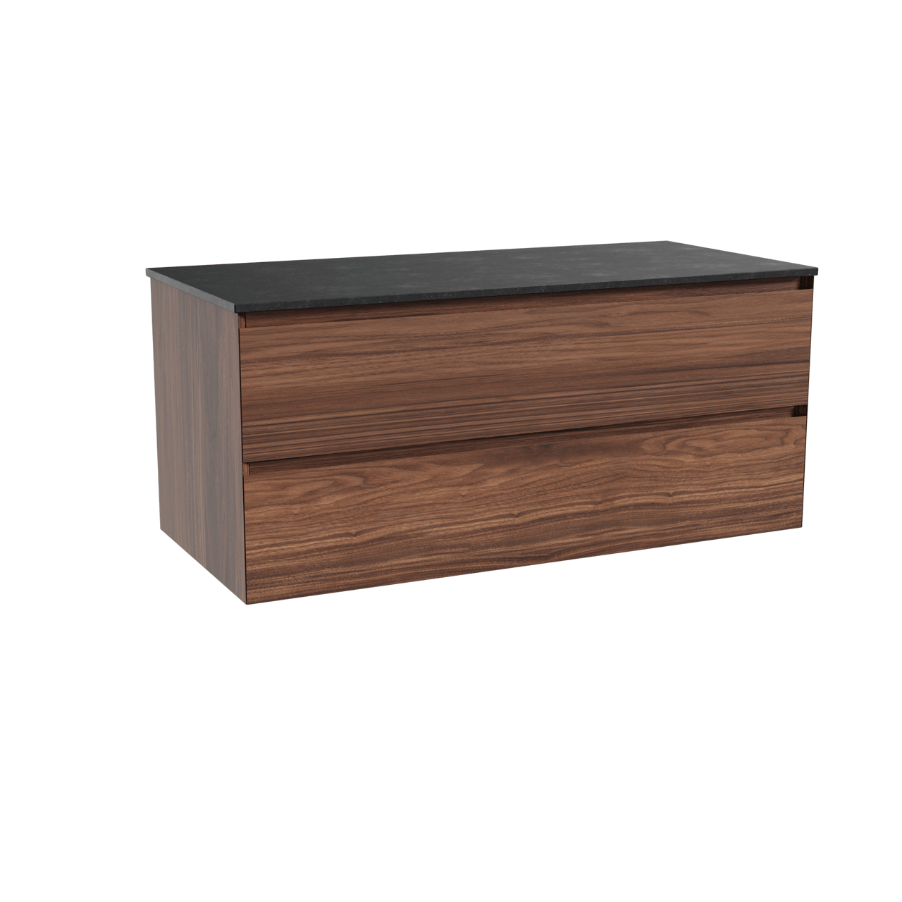 Balmani Mitra meuble salle de bains suspendu 120 x 55 cm noyer avec Stretto tablette simple en granit noir