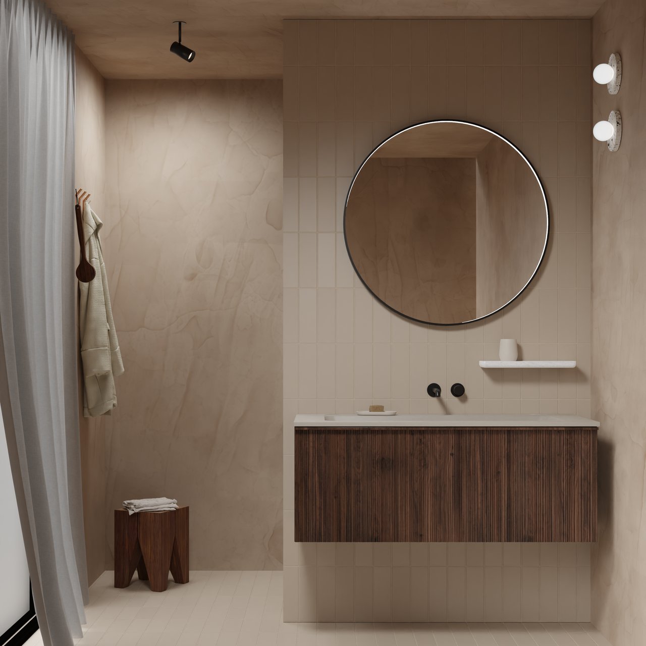 Balmani Secret Black rond badkamerspiegel zwart Ø 90 cm met spiegelverlichting en anti-damp