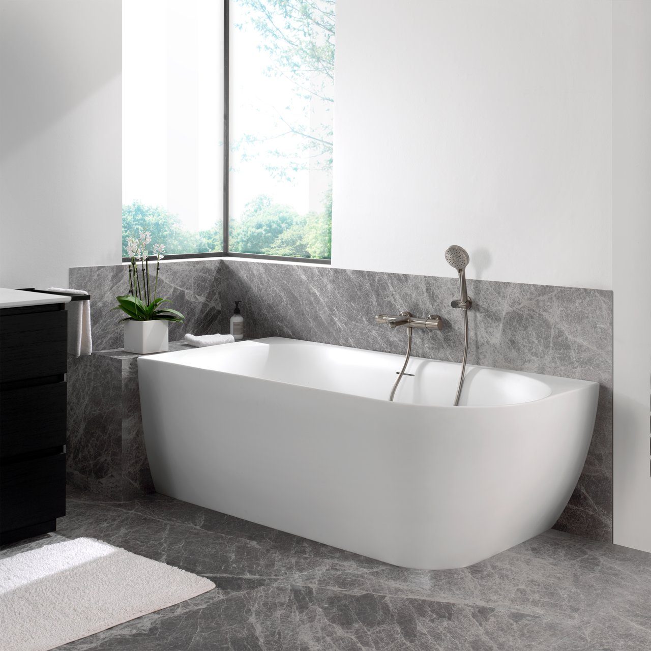 Luca Varess Otello 2-Personen-Eckbadewanne: links, 180 x 85 cm, Acryl, Weiß matt