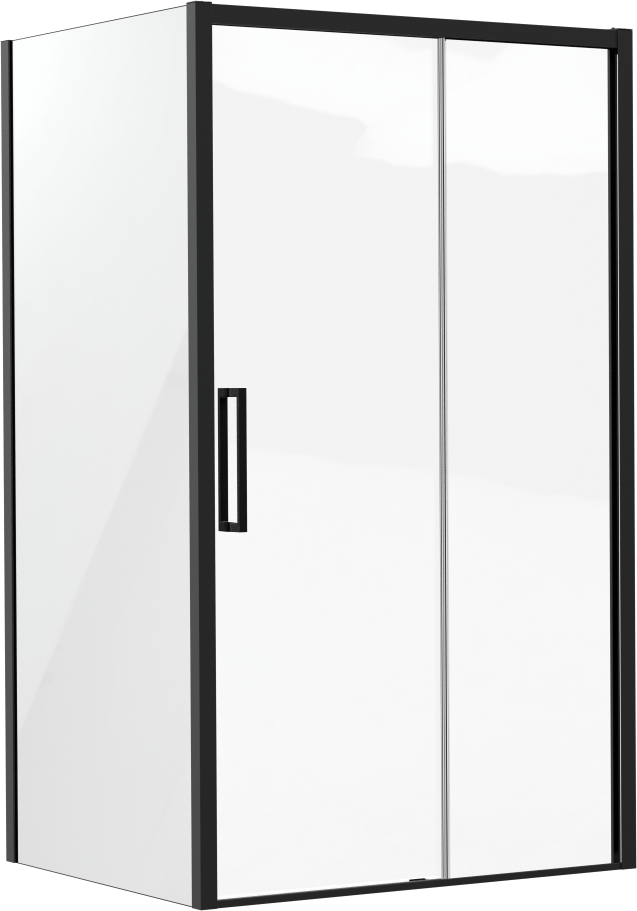 Luca Varess Senses paroi de douche avec porte coulissante et paroi latérale fixe 120 x 100 cm verre transparent profil noir mat