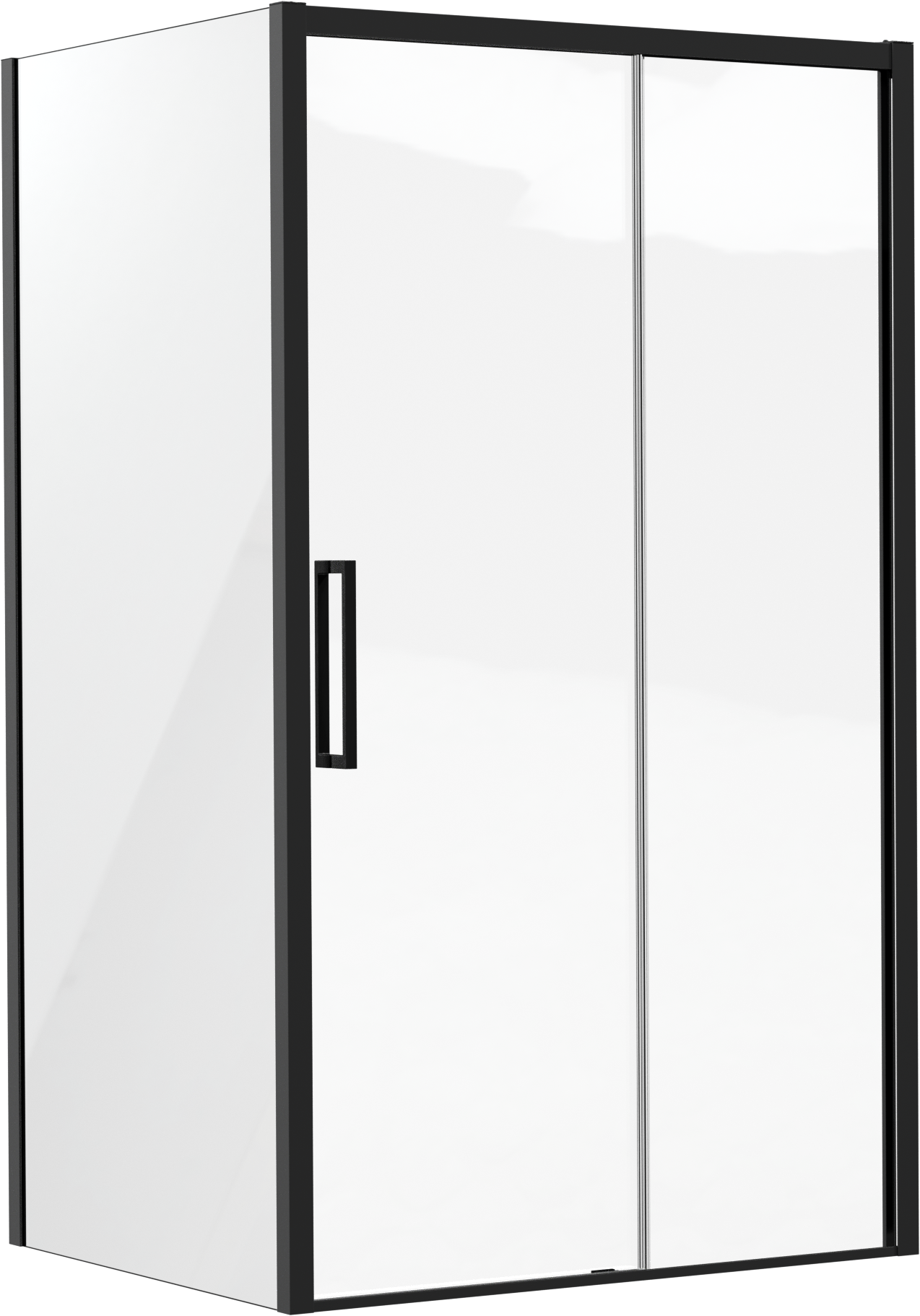 Luca Varess Senses Eckdusche: Schiebetür, fixierte Seitenwand, 120 x 100 cm, Klarglas, Schwarzes Profil, matt