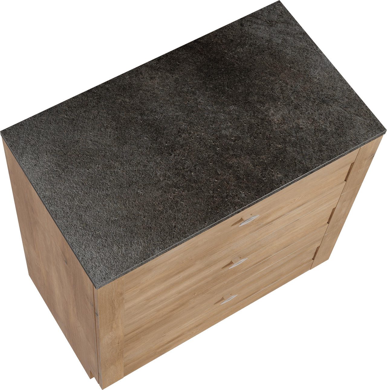 Linie Classo freistehendes Möbelstück Set: 80 x 46 cm, Naturbelassene Eiche, mit Lado Einzel Waschtischplatte, Melamin Schiefergrau