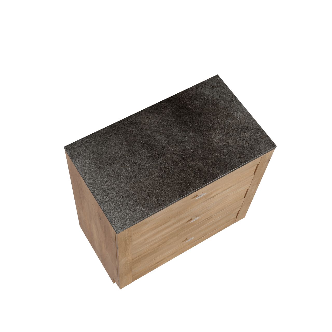 Linie Classo staand badkamermeubel 80 x 46 cm natuur eik met Lado enkel tablet in melamine leisteen grijs