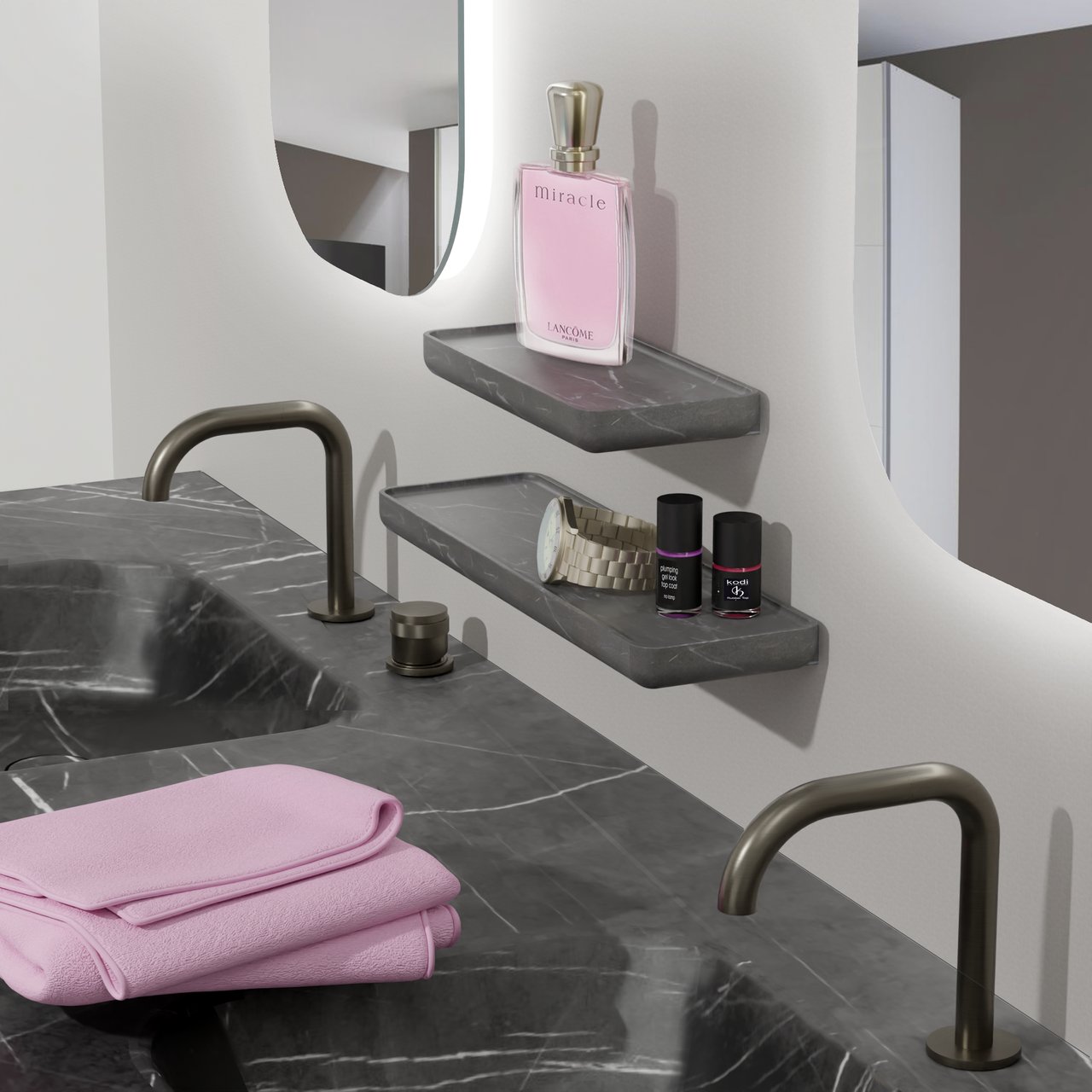 Balmani Tray étagère murale Marbre Pietra Grey 25 x 12 cm