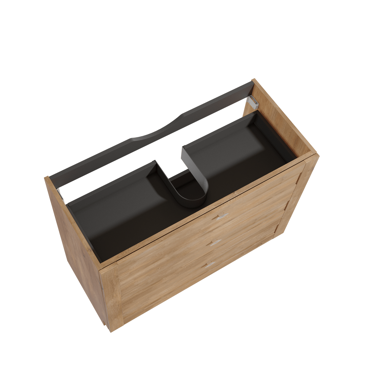 Linie Classo stehender Waschbeckenunterschrank: 100 x 46 cm, Eiche Natur, 3 Schubladen