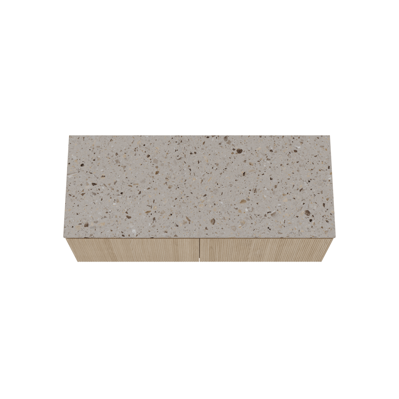 Balmani Fila meuble salle de bains suspendu 135 x 55 cm chêne naturel avec Stretto tablette simple ou double en terrazzo greige terrazzo, Nervure droite symétrique verticale