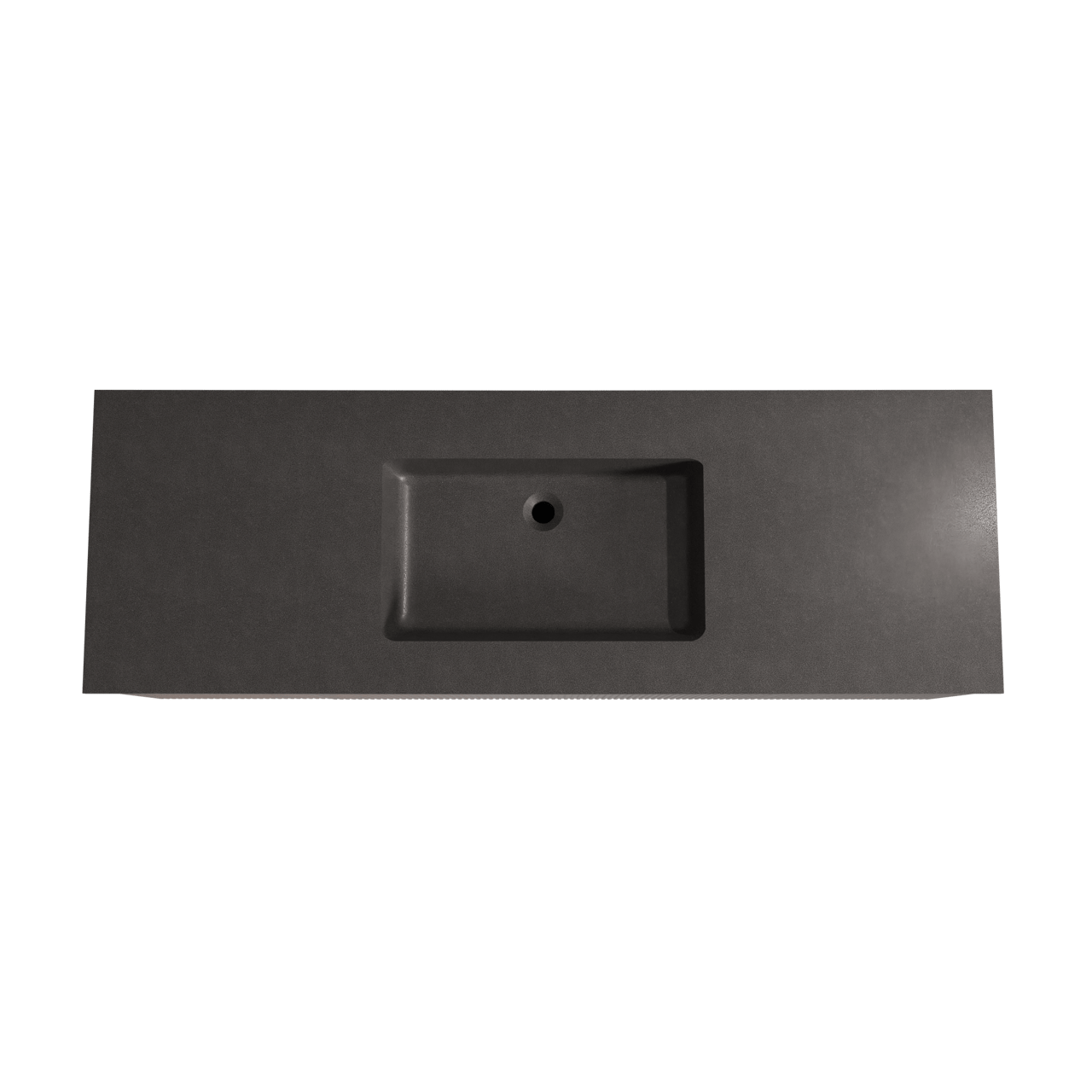 Storke Ribs zwevend badkamermeubel 155 x 52 cm notelaar met Scuro enkele wastafel in kwarts mat zwart, Verticale symmetrische rechte ribbel