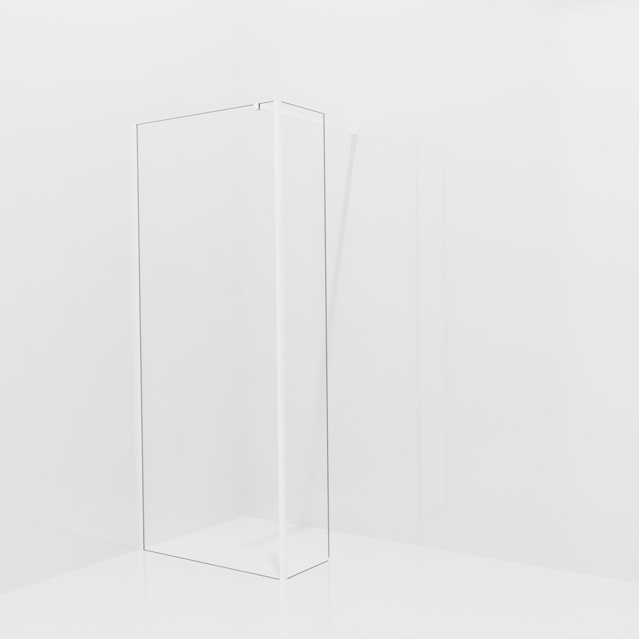 Balmani Modular inloopdouche met vaste zijwand: 90 x 200 cm, Helder glas, Mat witte profielen