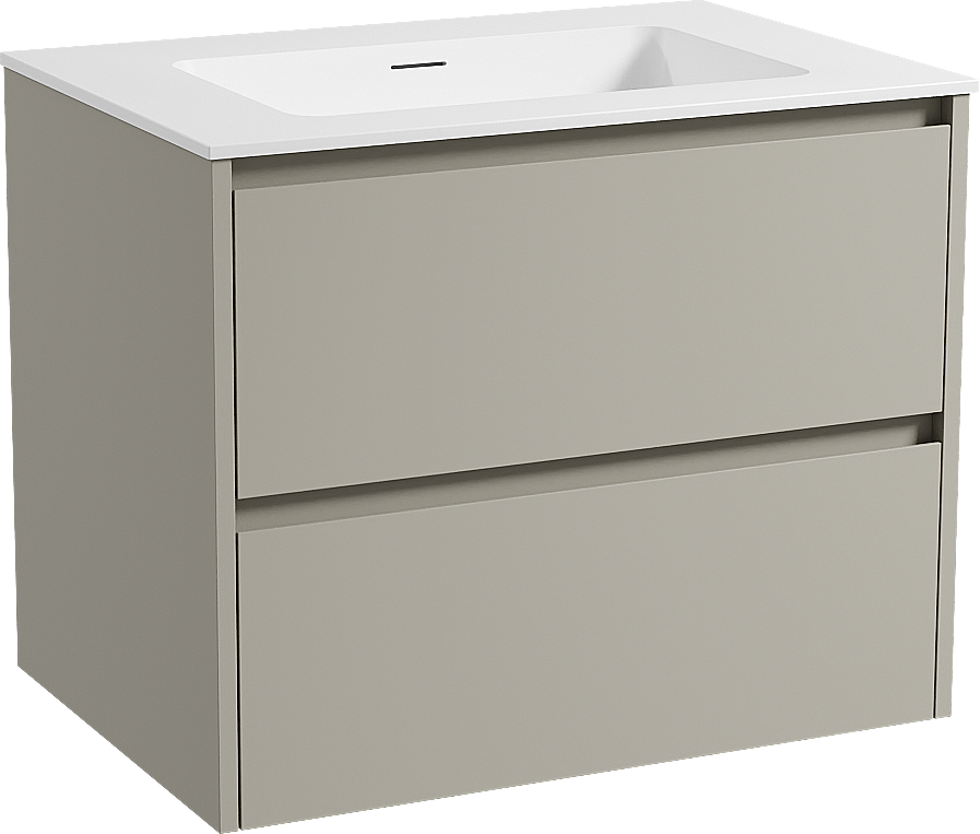 Storke Seda meuble salle de bains suspendu 75 x 52 cm soie grise avec Mata plan simple en solid surface blanc mat