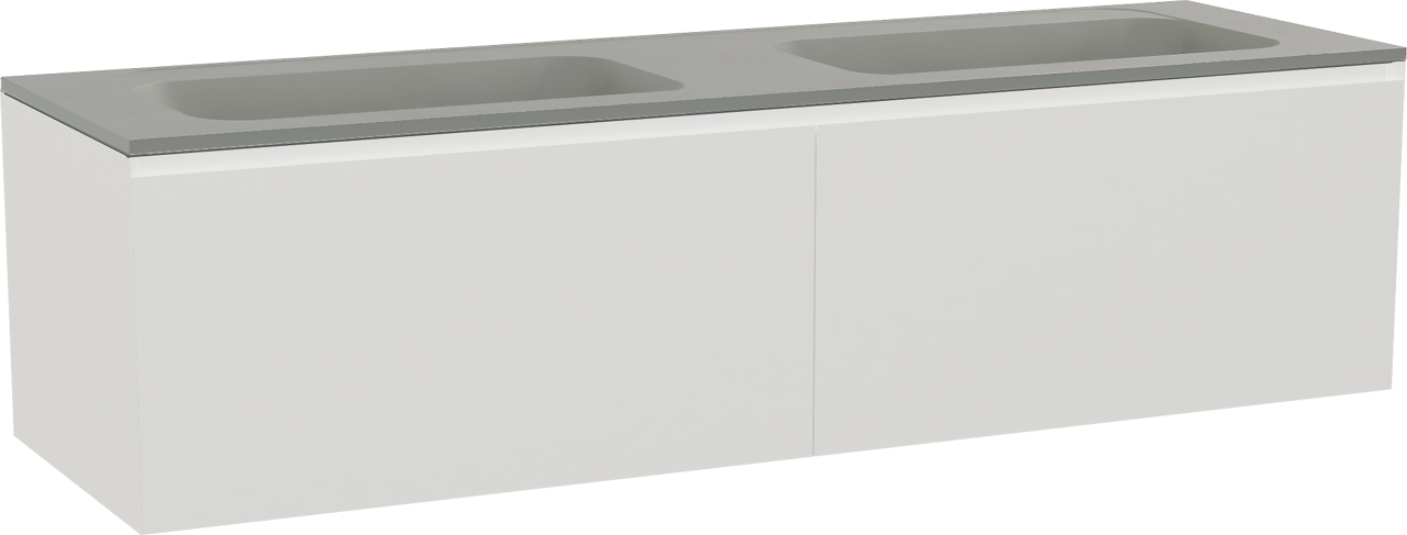 Balmani Idra meuble salle de bains suspendu 180 x 55 cm blanc mat avec Tablo Strada double vasque en marbre composite soie grise