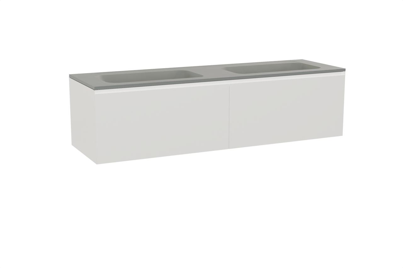 Balmani Idra meuble salle de bains suspendu 180 x 55 cm blanc mat avec Tablo Strada double vasque en marbre composite soie grise