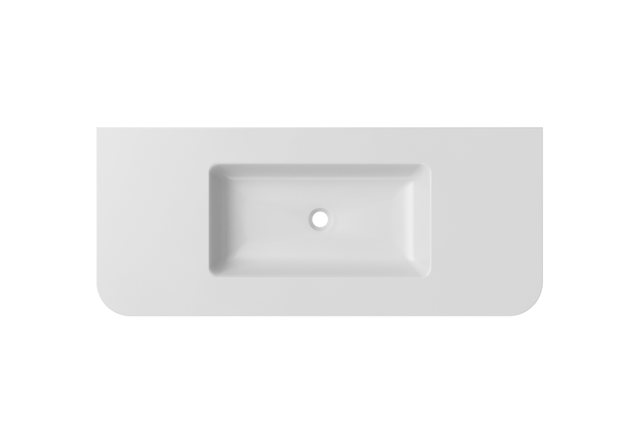 Balmani Moon Einzelwaschtisch matt weiße Solid Surface 130 x 55 cm