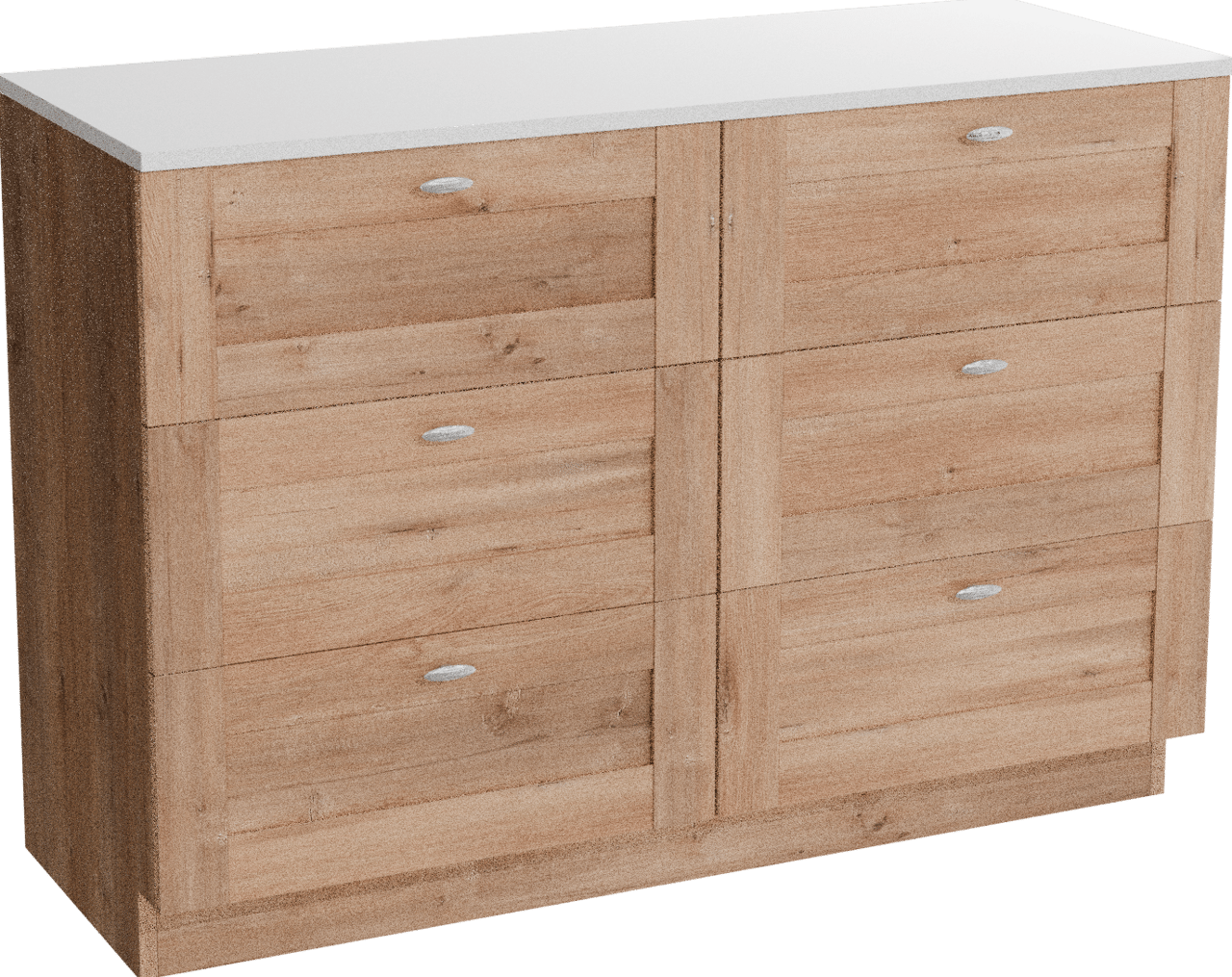 Linie Classo freistehendes Möbelstück Set: 120 x 46 cm, Naturbelassene Eiche, mit Lado Doppel Waschtischplatte, Marmorkomposit Weiß glänzend