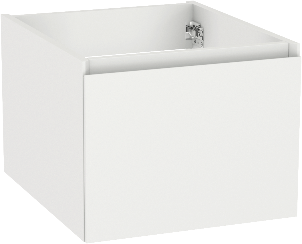 Storke Edge hängender Waschbeckenunterschrank: 45 x 52 cm, Weiß matt, 1 Schublade