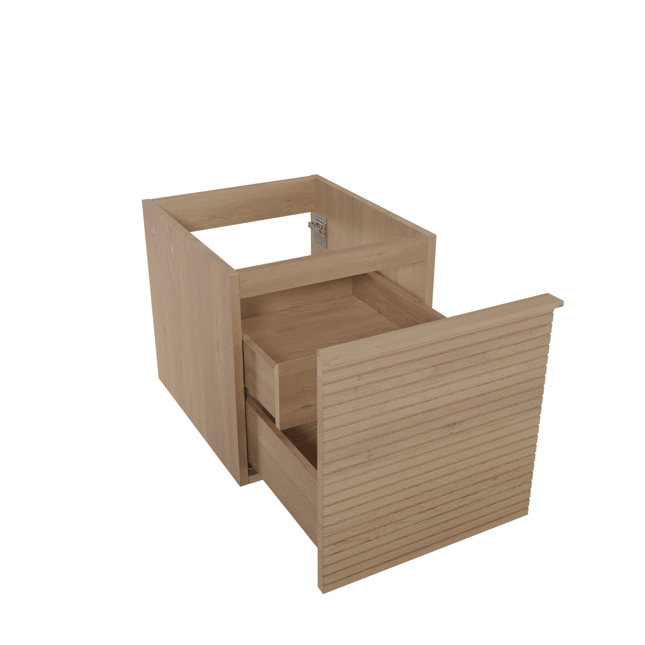 Balmani Forma meuble sous-vasque suspendu nervure horizontale 45 x 55 cm chêne naturel 2 tiroirs